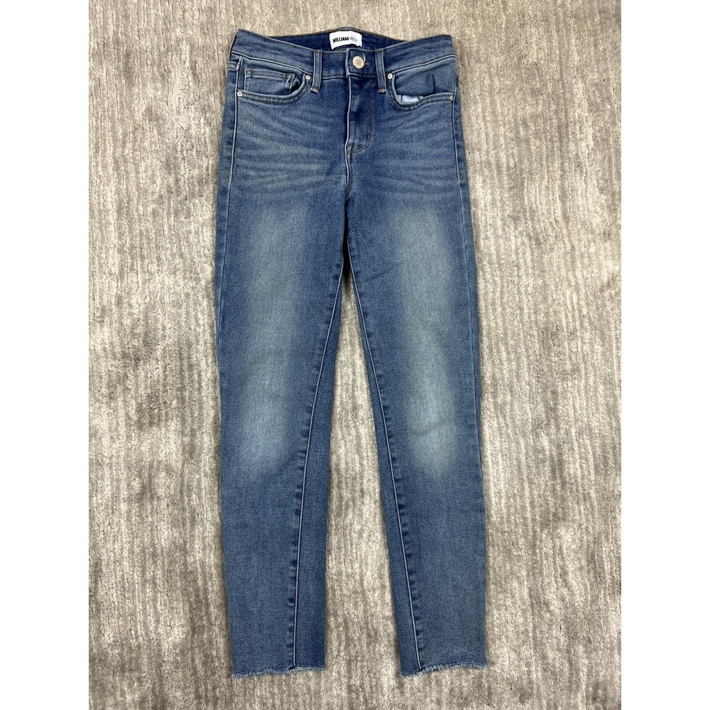 William Rast Jeans Junior 25 Blue High Rise Ankle Raw‎ Hem Slim Stretch Denim